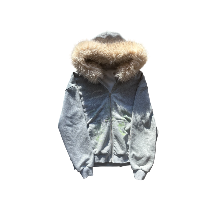 leopard fur zip-up
